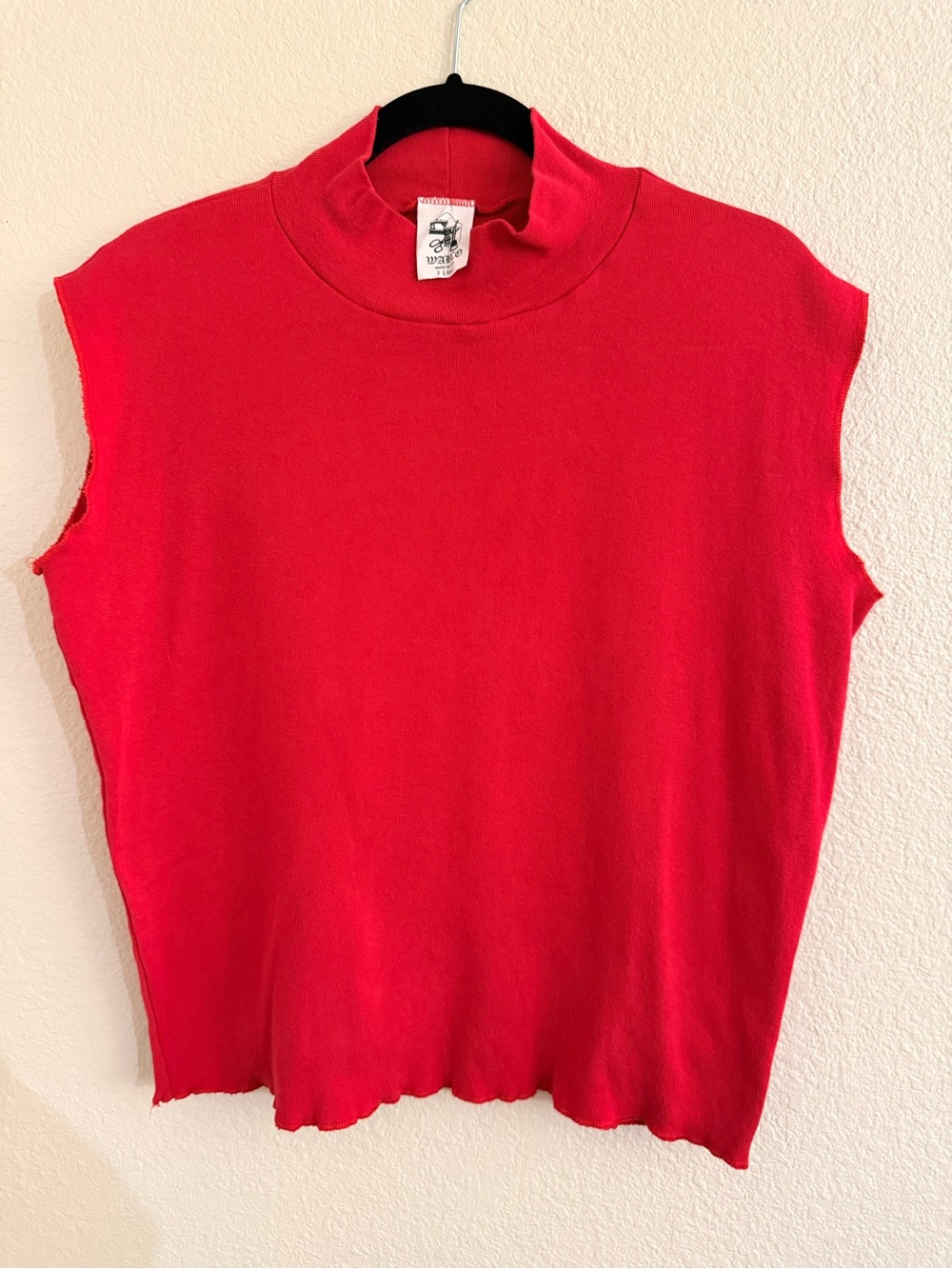 Vibrant Red Sleeveless Mock Neck Tank